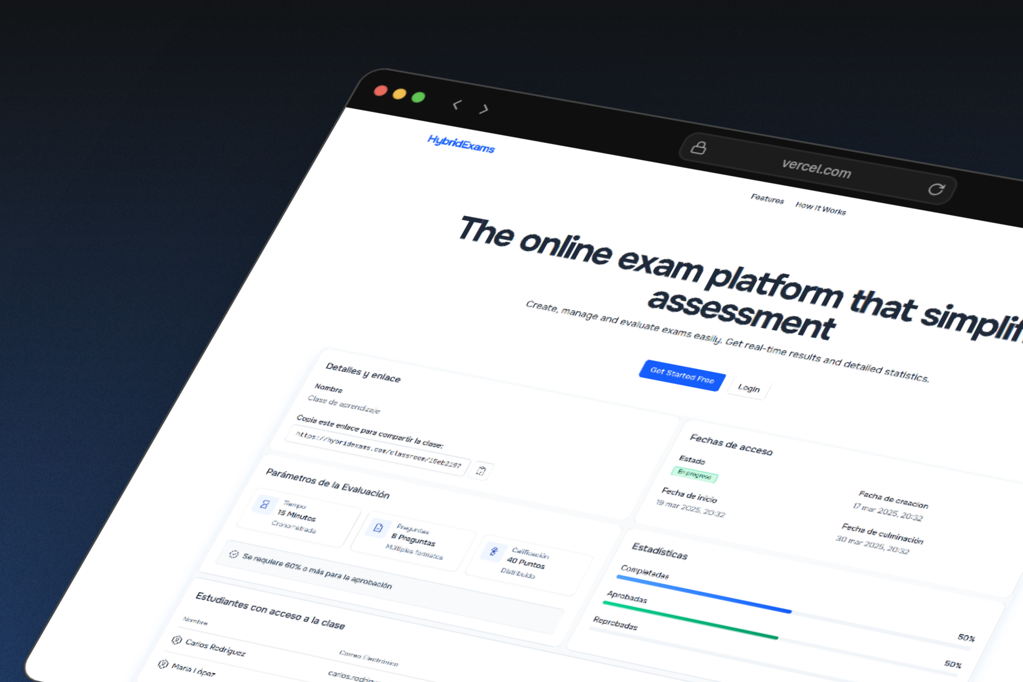 HybridExams - Plataforma de exámenes en línea